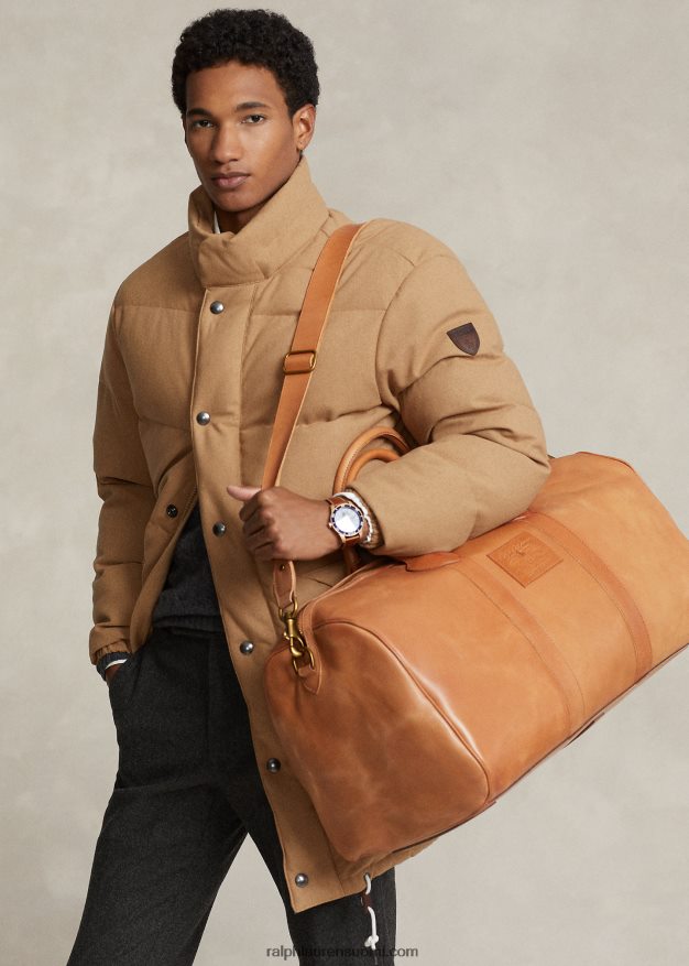 Ralph Lauren miehet perinnöllinen nahkainen duffeli 0Z24ZR2381 rusketus