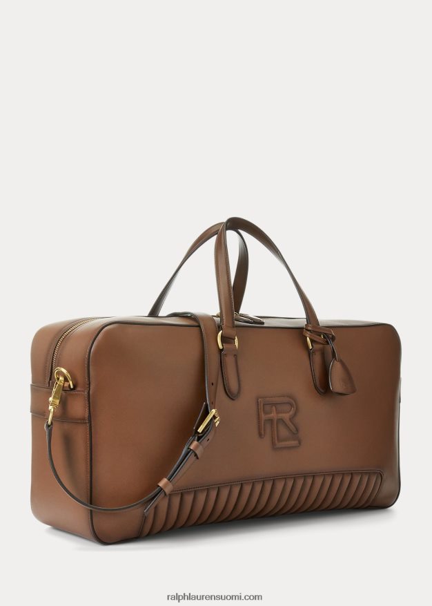 Ralph Lauren miehet tikattu kiillotettu vasikannahkainen duffeli 0Z24ZR8937 kastanja