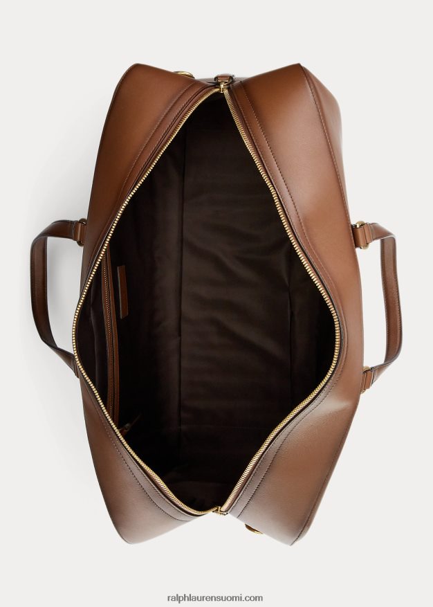 Ralph Lauren miehet tikattu kiillotettu vasikannahkainen duffeli 0Z24ZR8937 kastanja