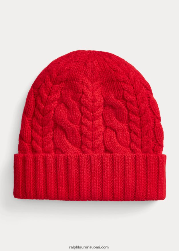 Ralph Lauren miehet kaapelineulottu kashmirhattu 0Z24ZR9006 klassinen punainen
