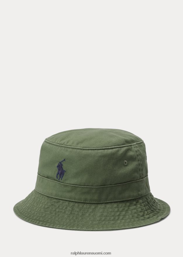 Ralph Lauren miehet puuvillainen chino bucket hattu 0Z24ZR2291 pesty metsä
