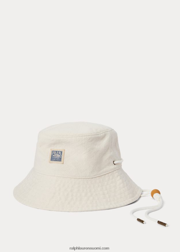 Ralph Lauren miehet puuvillakangas ämpärihattu 0Z24ZR2454 valkoinen denim pesu