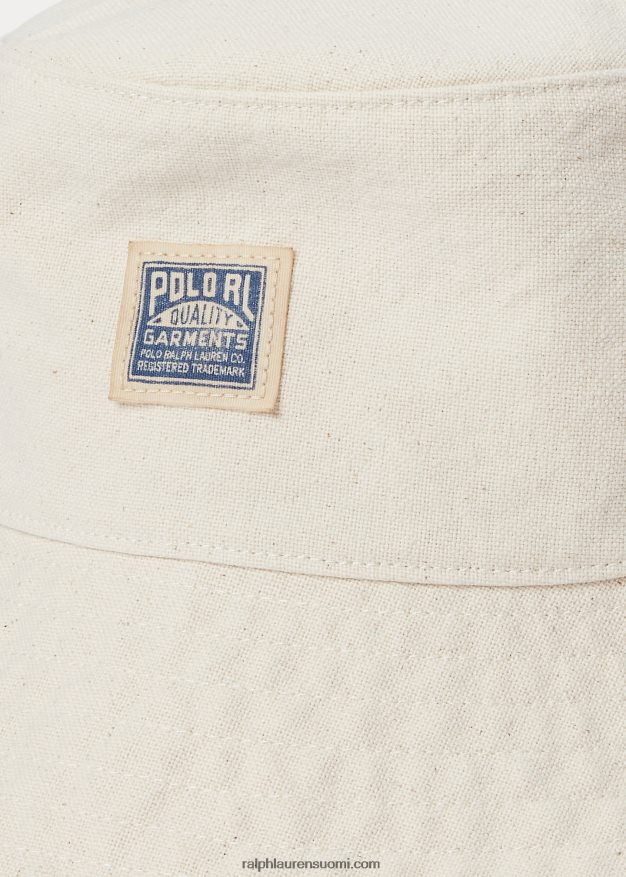 Ralph Lauren miehet puuvillakangas ämpärihattu 0Z24ZR2454 valkoinen denim pesu