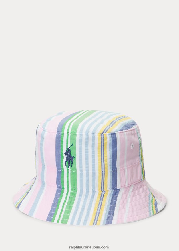 Ralph Lauren miehet raidallinen seersucker bucket hattu 0Z24ZR2438 hauska paita multi