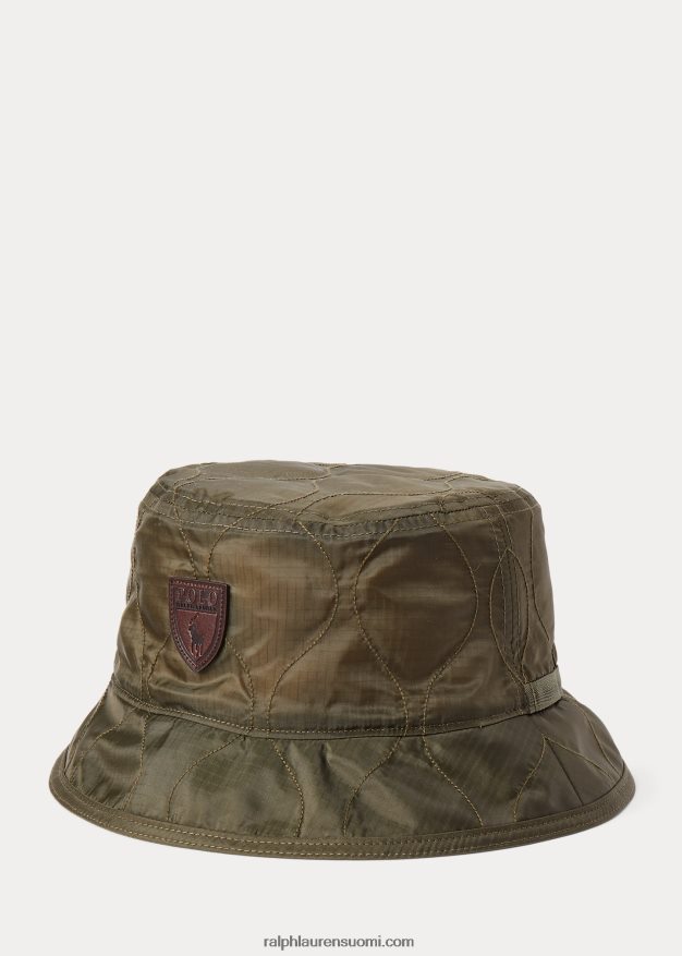 Ralph Lauren miehet tikattu ripstop bucket hattu 0Z24ZR2741 katos oliivi