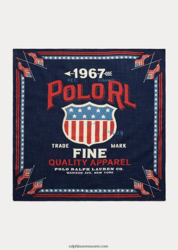 Ralph Lauren miehet americana logo puuvilla bandanna 0Z24ZR2458 laivasto multi