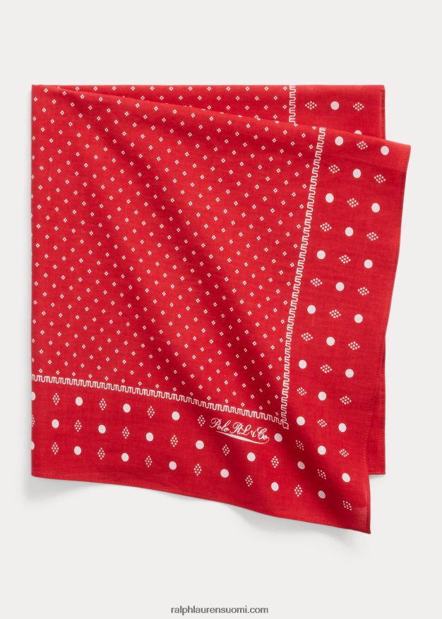 Ralph Lauren miehet geometrinen kuviointi puuvillahuivi 0Z24ZR2464 punainen/kerma