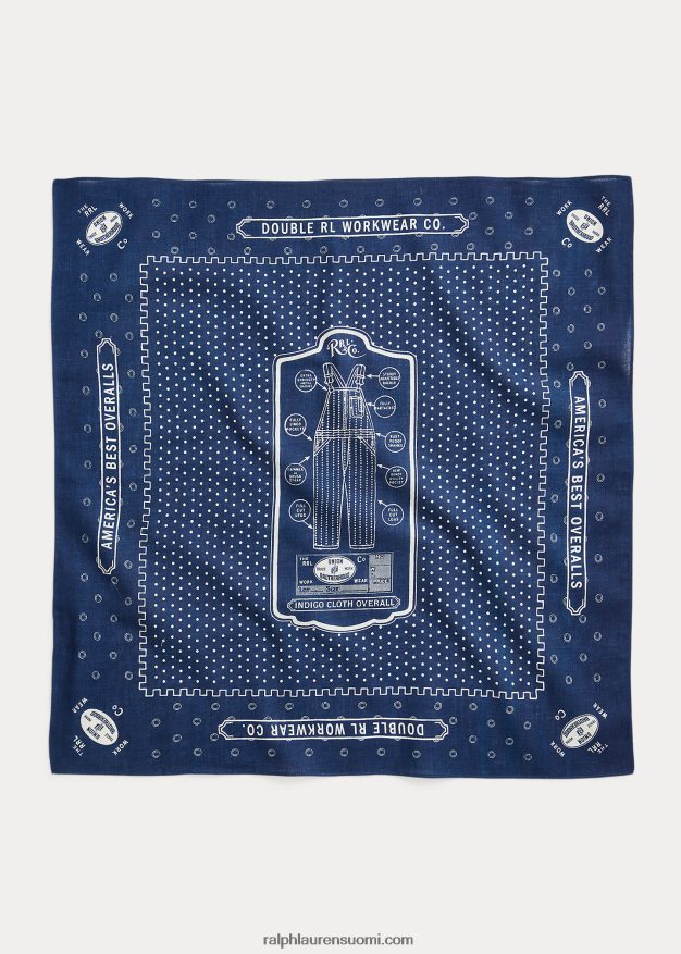 Ralph Lauren miehet haalari-graafinen puuvilla bandanna 0Z24ZR5488 indigo/kerma
