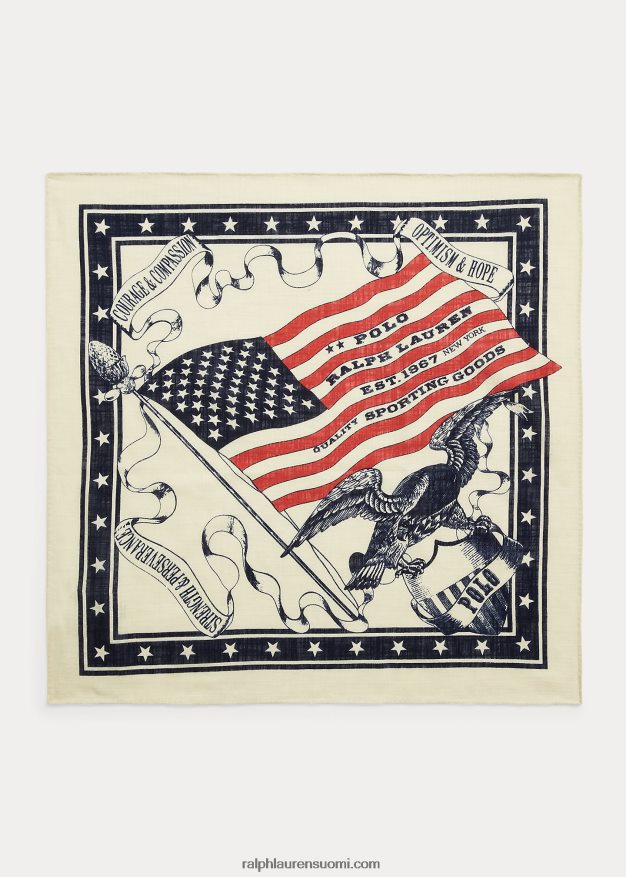 Ralph Lauren miehet lippu & kotka puuvilla bandanna 0Z24ZR2462 kerma multi