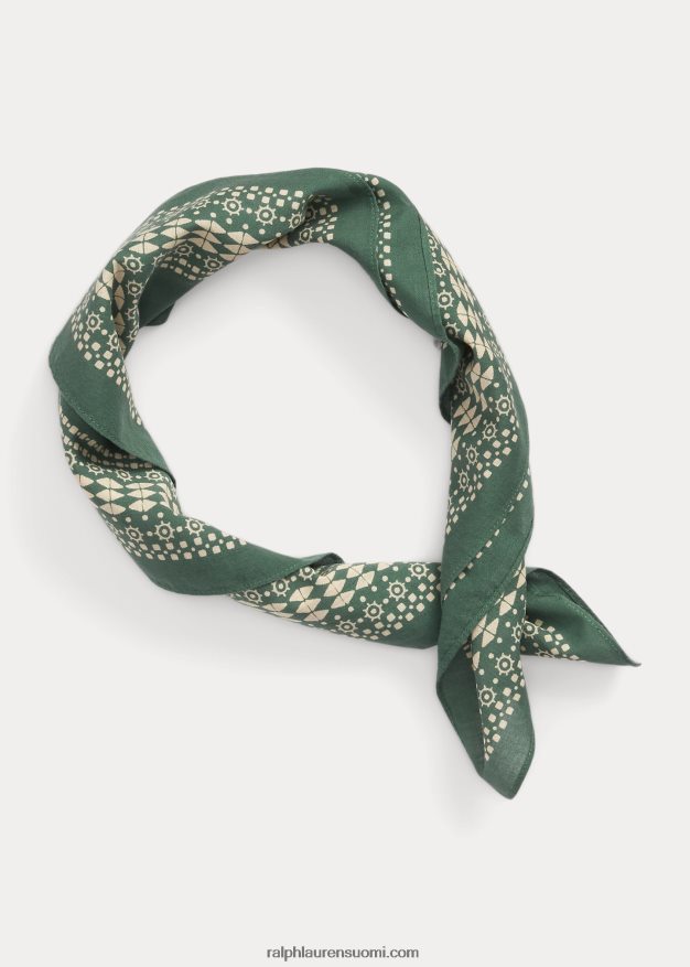 Ralph Lauren miehet logo puuvilla bandanna 0Z24ZR2231 haalistunut vihreä/kerma