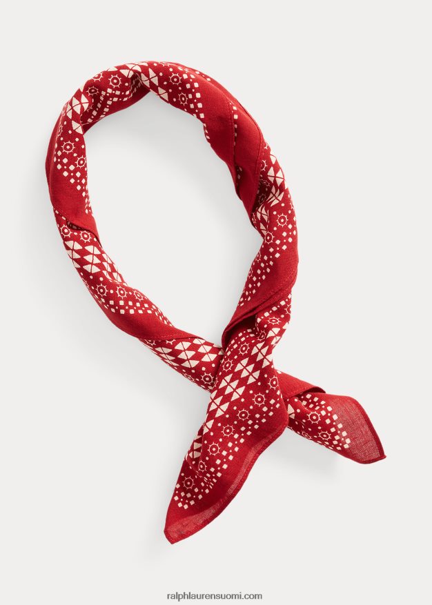 Ralph Lauren miehet logo puuvilla bandanna 0Z24ZR5487 kalkkunanpunainen/kerma