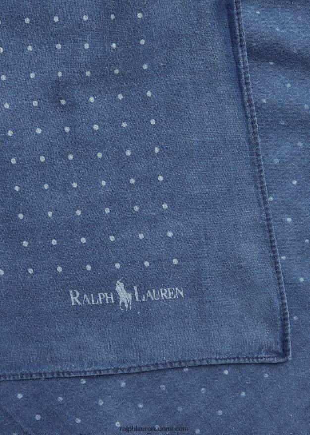 Ralph Lauren miehet pilkullinen puuvillahuivi 0Z24ZR2469 indigopiste