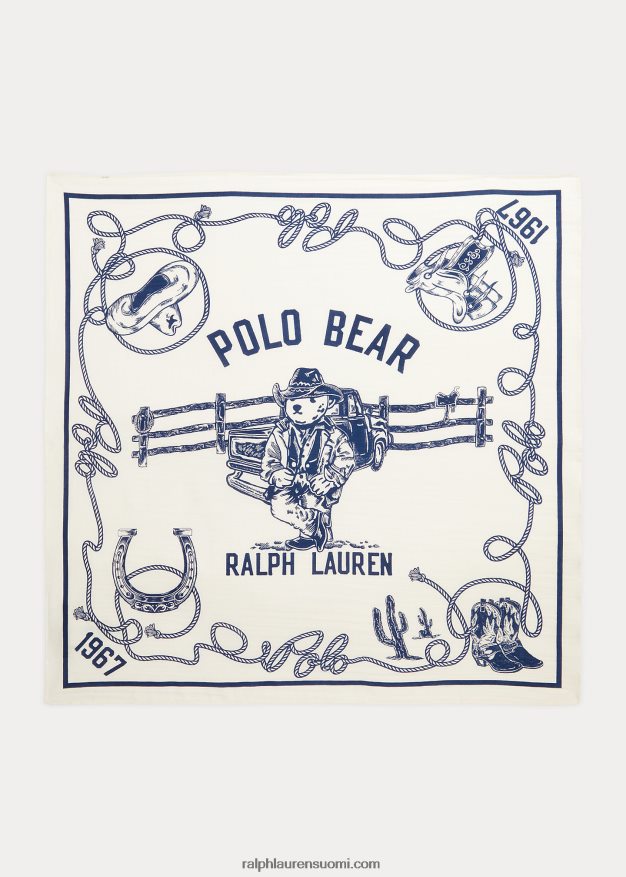 Ralph Lauren miehet poolokarhu puuvilla bandanna 0Z24ZR2441 kerma/sininen