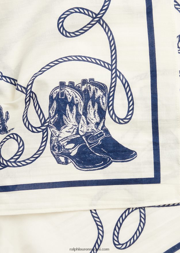 Ralph Lauren miehet poolokarhu puuvilla bandanna 0Z24ZR2441 kerma/sininen