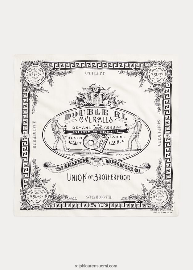 Ralph Lauren miehet puuvillainen graafinen huivi 0Z24ZR5484 valkoinen musta