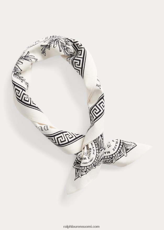 Ralph Lauren miehet puuvillainen graafinen huivi 0Z24ZR5484 valkoinen musta