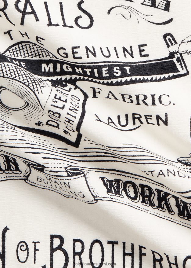 Ralph Lauren miehet puuvillainen graafinen huivi 0Z24ZR5484 valkoinen musta