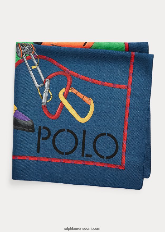 Ralph Lauren miehet villa-silkki graafinen huivi 0Z24ZR2527 vihreä/laivasto monitoimi