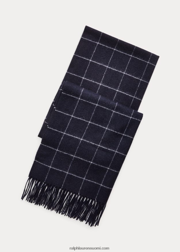 Ralph Lauren miehet ikkunalasillinen kashmir huivi 0Z24ZR9000 laivasto