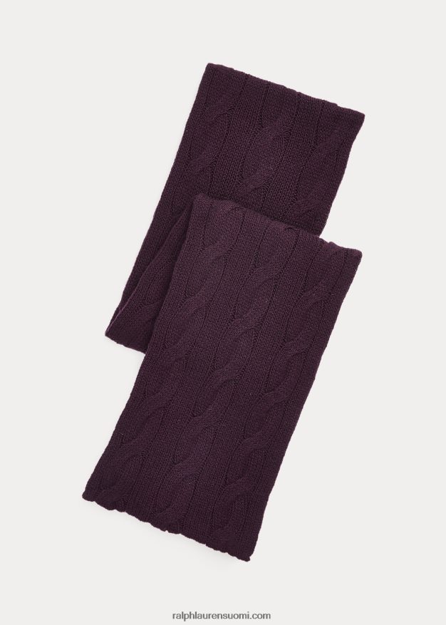 Ralph Lauren miehet kaapelineulottu kashmir huivi 0Z24ZR2793 kartanon violetti