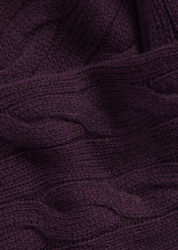 Ralph Lauren miehet kaapelineulottu kashmir huivi 0Z24ZR2793 kartanon violetti