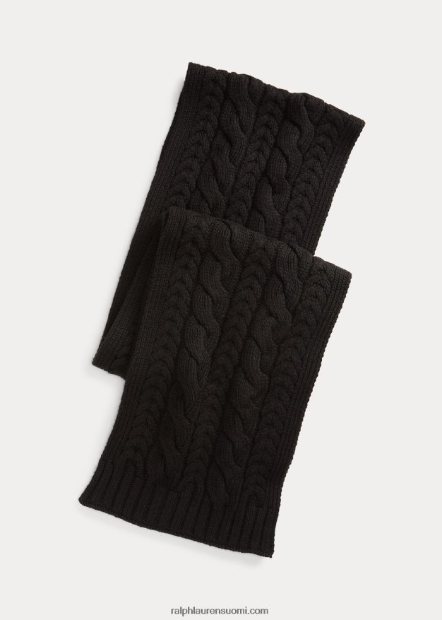 Ralph Lauren miehet kaapelineulottu kashmir huivi 0Z24ZR9004 musta