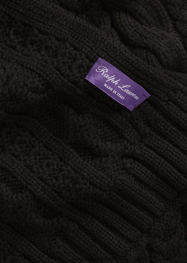 Ralph Lauren miehet kaapelineulottu kashmir huivi 0Z24ZR9004 musta