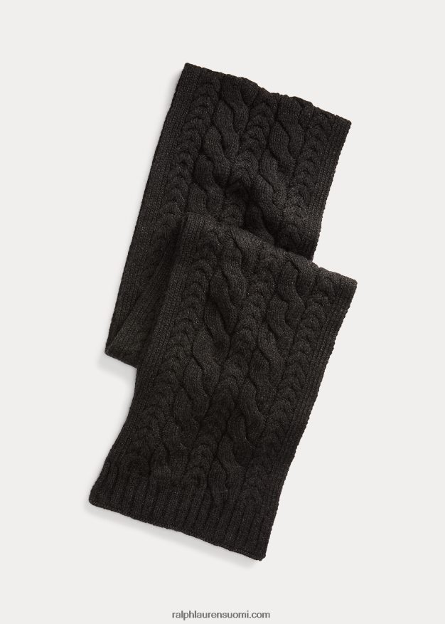 Ralph Lauren miehet kaapelineulottu kashmir huivi 0Z24ZR9005 puuhiili