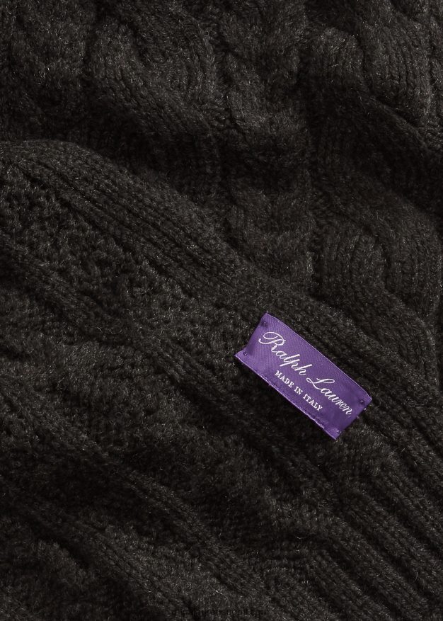 Ralph Lauren miehet kaapelineulottu kashmir huivi 0Z24ZR9005 puuhiili