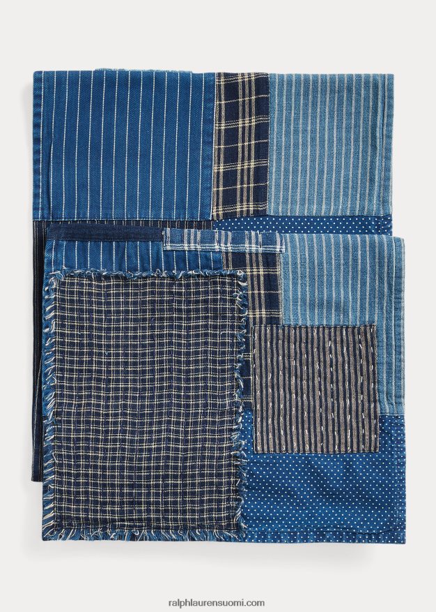 Ralph Lauren miehet tilkkupuuvilla-pellavahuivi 0Z24ZR5483 indigo/kerma