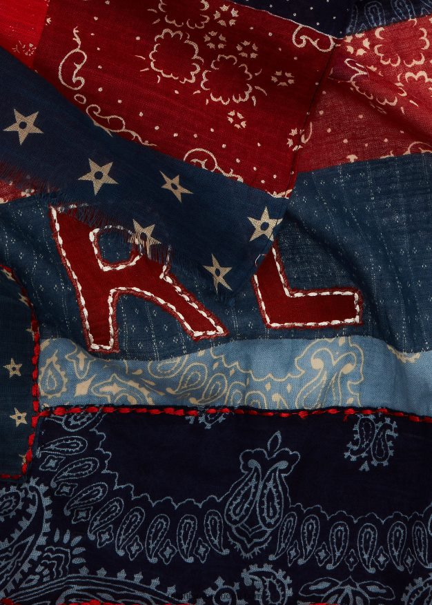 Ralph Lauren miehet tilkkupuuvillainen huivi 0Z24ZR2459 sininen/punainen/kerma