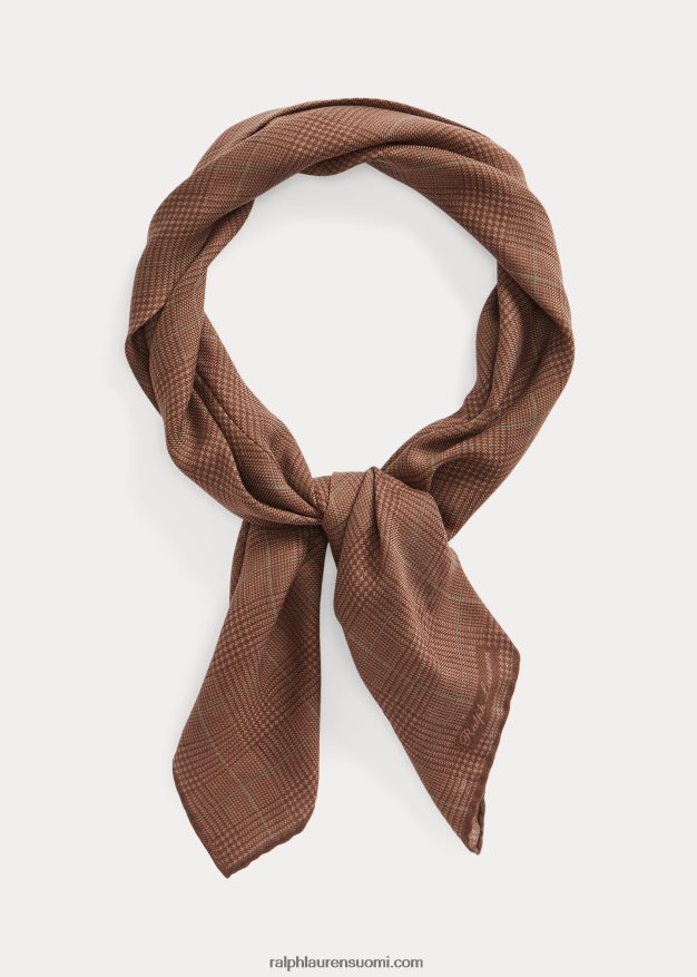 Ralph Lauren miehet glen ruudullinen kashmir-silkki kaulahuivi 0Z24ZR8934 ruskea/salvia