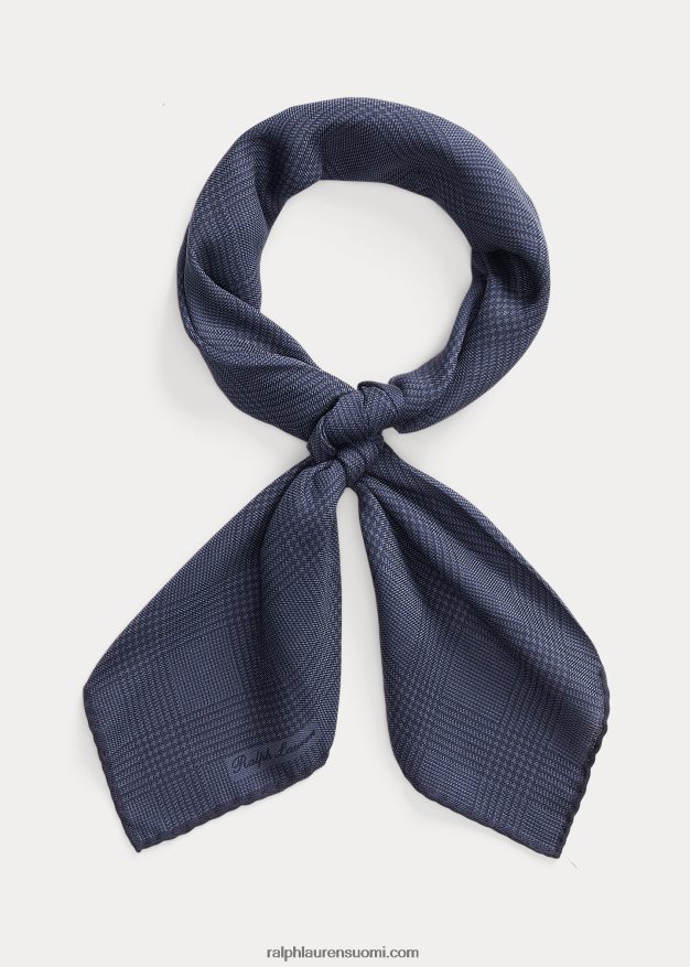 Ralph Lauren miehet glen ruudullinen kashmir-silkki kaulahuivi 0Z24ZR8945 tummansininen/pölysininen