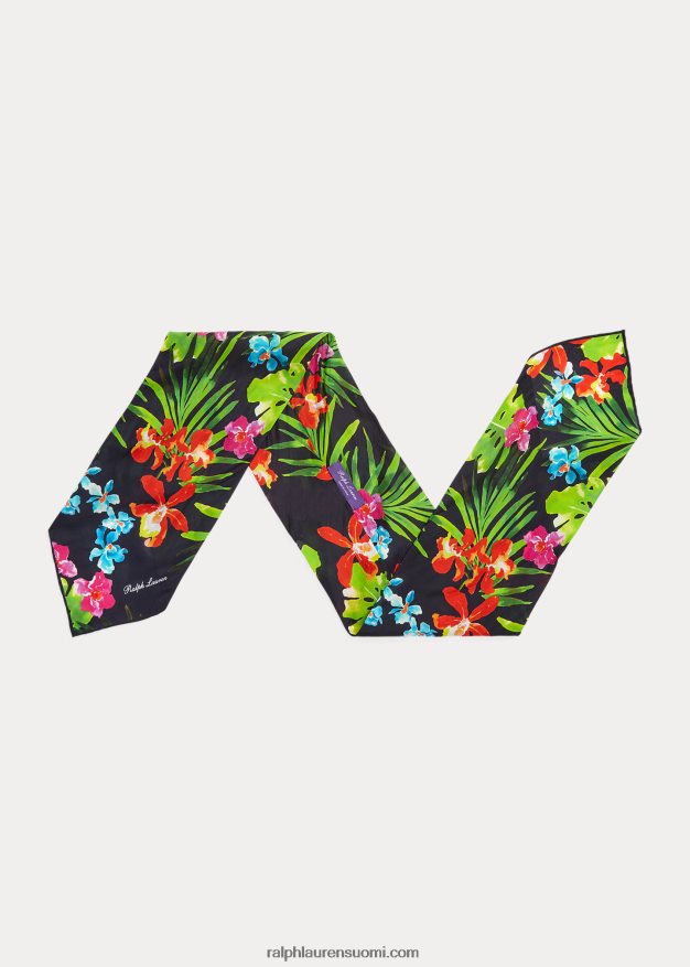 Ralph Lauren miehet kukkainen silkkikaulahuivi 0Z24ZR8939 laivasto