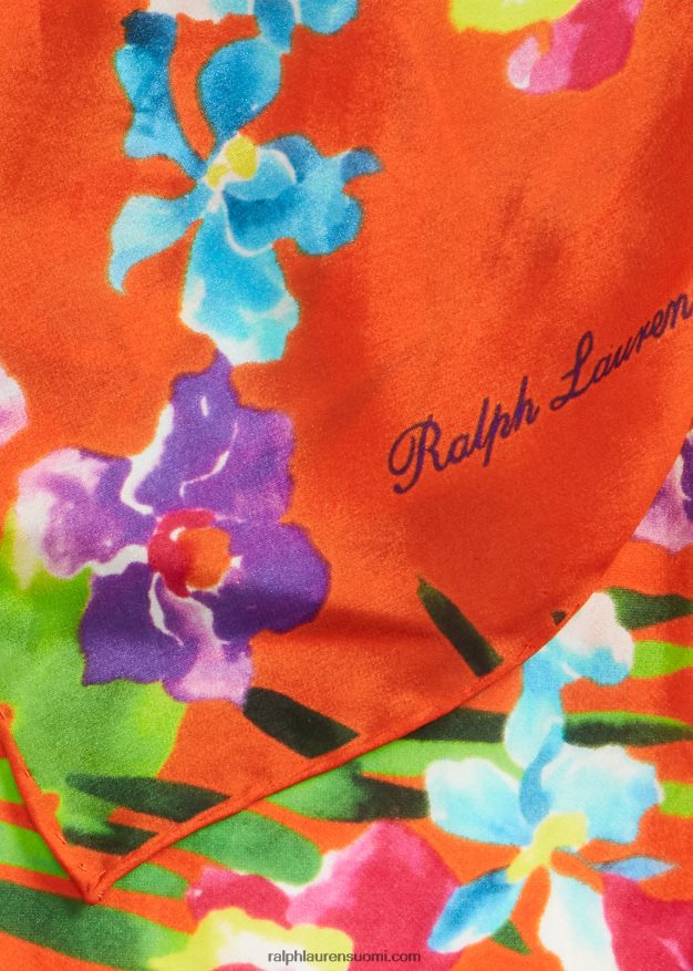 Ralph Lauren miehet kukkainen silkkikaulahuivi 0Z24ZR8940 oranssi
