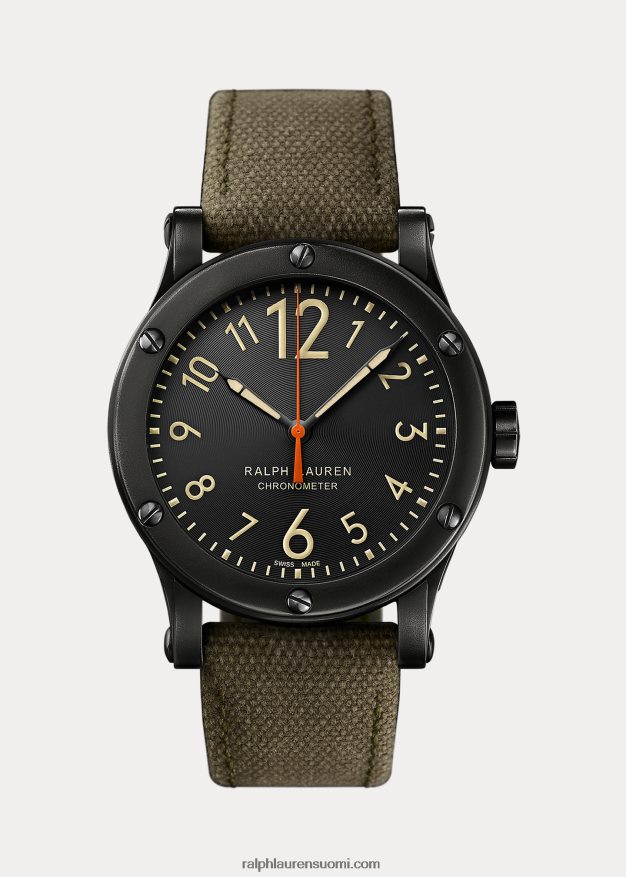Ralph Lauren miehet 39 mm kronometri terästä 0Z24ZR2814 musta safari