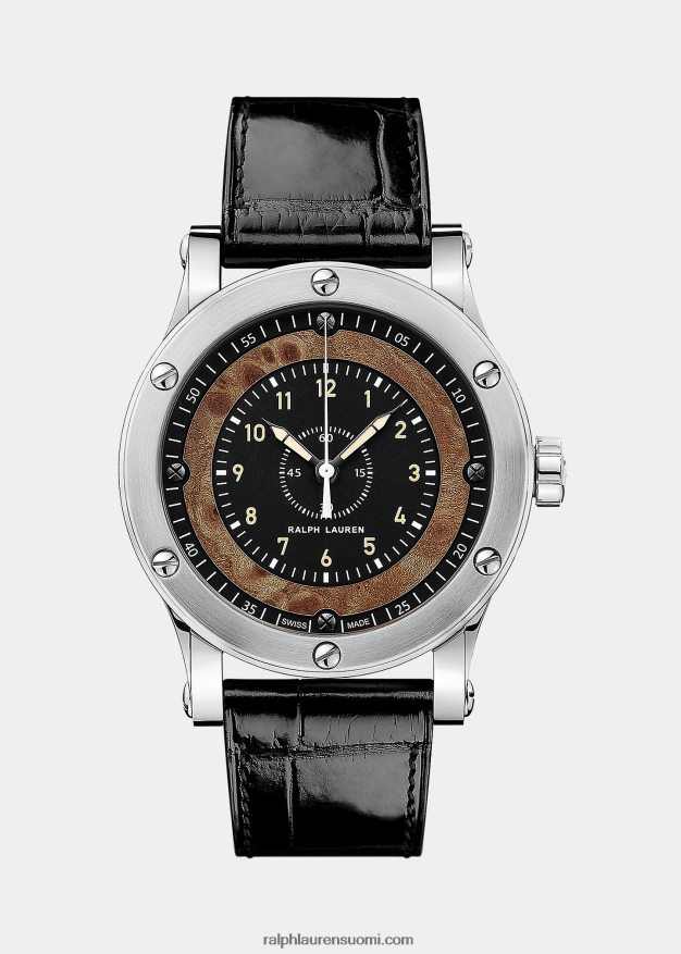 Ralph Lauren miehet 39 mm kronometri terästä 0Z24ZR2867 musta kellotaulu puulla