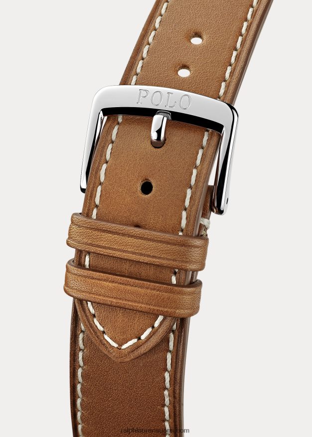 Ralph Lauren miehet 42 mm denim lippu poolokarhukello 0Z24ZR2800 valkoinen kellotaulu