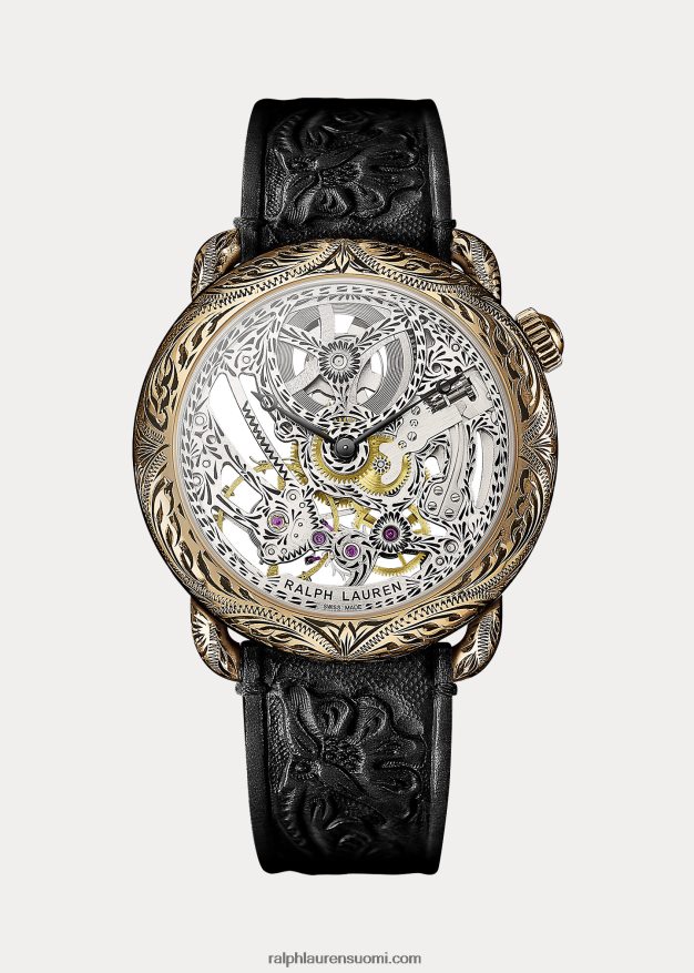 Ralph Lauren miehet 45 mm kaiverrettu ruusukultainen luuranko 0Z24ZR2838