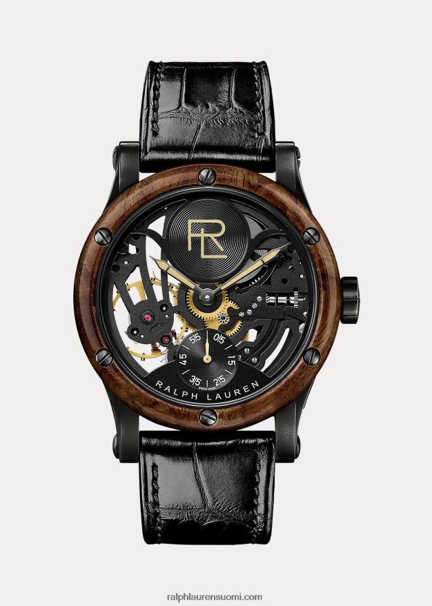 Ralph Lauren miehet 45 mm runkoterästä 0Z24ZR2865 musta luurankokellotaulu