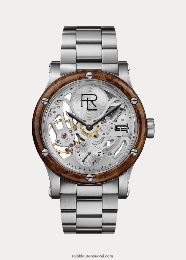 Ralph Lauren miehet 45 mm teräsrunko 0Z24ZR2833 harmaa luurankokellotaulu