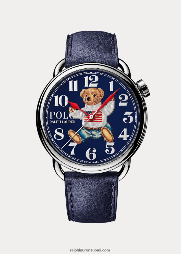 Ralph Lauren miehet istuva poolokarhu 42 mm teräskello 0Z24ZR2798 sininen kellotaulu