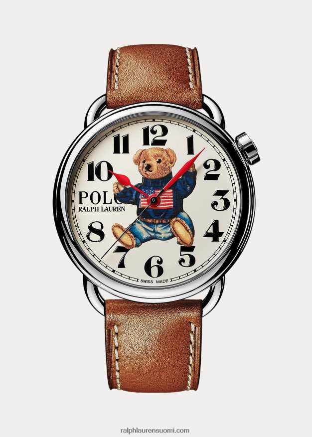 Ralph Lauren miehet istuva poolokarhu 42 mm teräskello 0Z24ZR2799 valkoinen kellotaulu