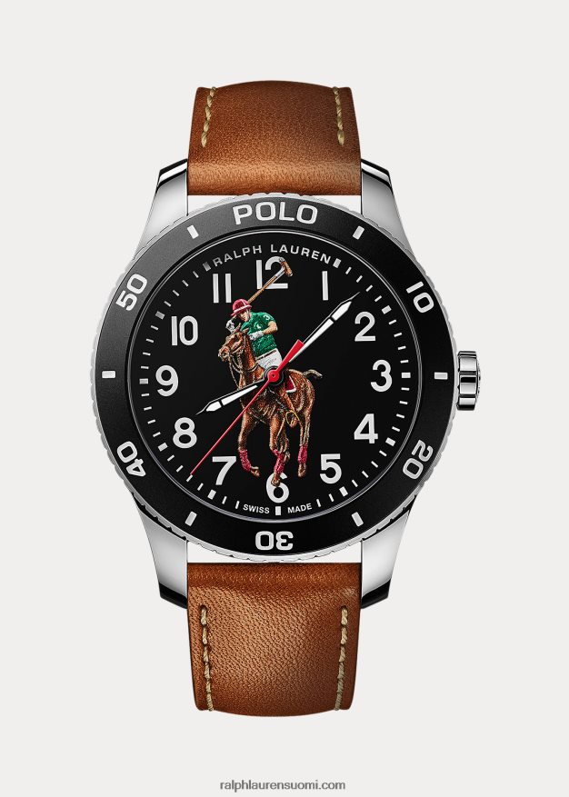 Ralph Lauren miehet poolokello musta kellotaulu 0Z24ZR9742