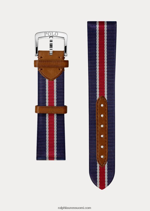 Ralph Lauren miehet raidallinen silkkirannekello 0Z24ZR2643 punainen/valkoinen/sininen raita