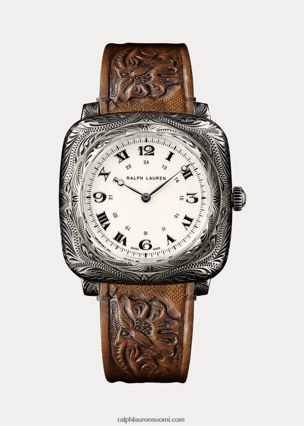 Ralph Lauren miehet tyyny 42 mm kaiverrettu sterlinghopea 0Z24ZR2839