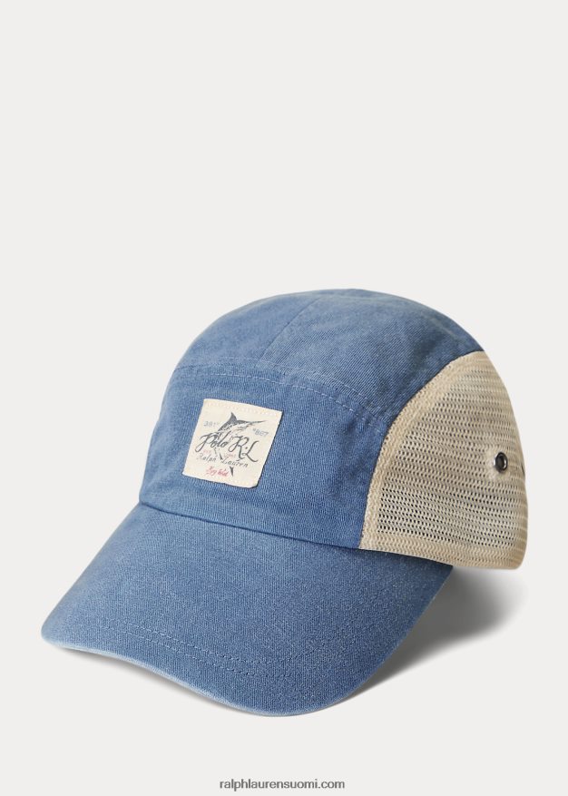 Ralph Lauren miehet indigo twill & mesh viisipaneelinen korkki 0Z24ZR2359 vanha kuninkaallinen