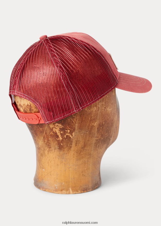 Ralph Lauren miehet logo-patch twill trucker lippis 0Z24ZR8865 haalistunut punainen