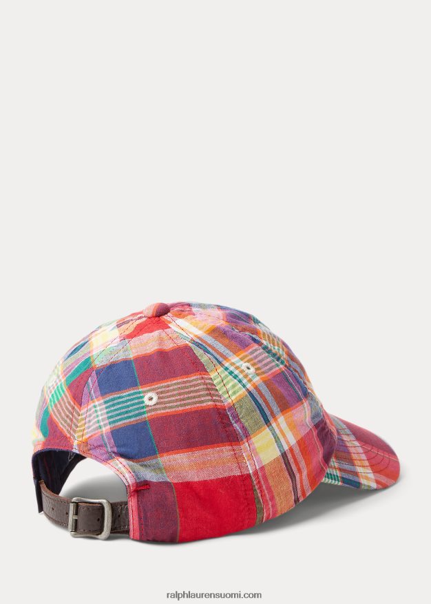 Ralph Lauren miehet logolla brodeerattu madras-pallolippis 0Z24ZR2434 punainen/laivasto monitoimi