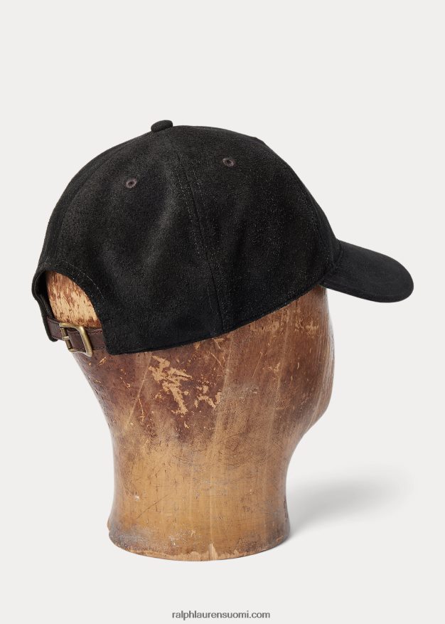 Ralph Lauren miehet rei'ittäin mokkanahkainen pallohattu 0Z24ZR8875 musta